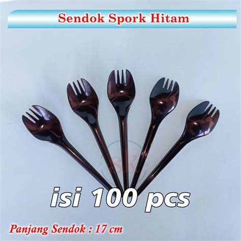 Jual ISI 100 Sendok Garpu Plastik Sendok Spork 2 In 1 Shopee Indonesia