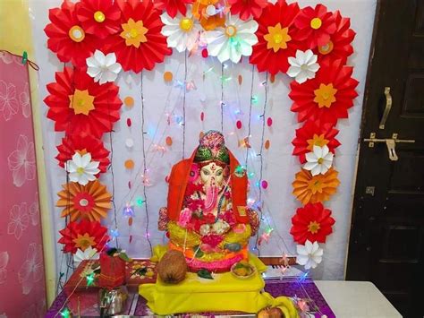 Ecofriendly ganpati decoration ideas at home very easy paper flower ...