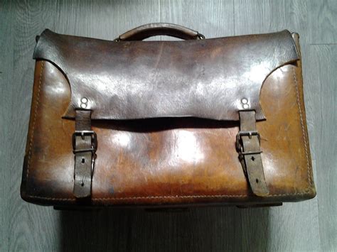 Vintage Fran Ais Ancien Sac Boite Outils En Cuir De Travailleurs