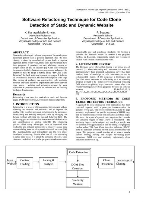 PDF Software Refactoring Technique For Code Clone Detection Of Static