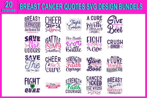 Breast Cancer Quotes Svg Bundle Graphic By Dreamshop · Creative Fabrica