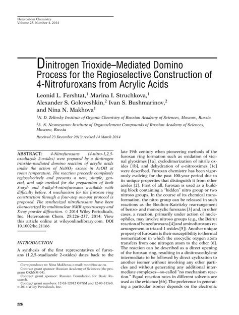 Pdf Dinitrogen Trioxide Mediated Domino Process For The