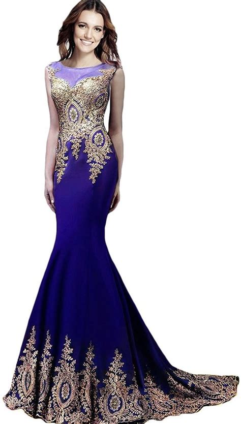 Rong Store Women S Sleeveless Mermaid Evening Dresses Beaded Lace Us