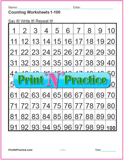 Counting To 100 Worksheet Kid Worksheet Printable