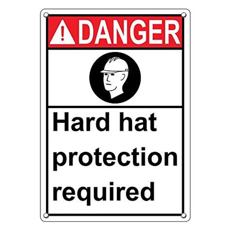 Weatherproof Plastic Vertical ANSI Danger Hard Hat Protection Required