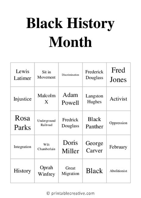 Black History Month Bingo