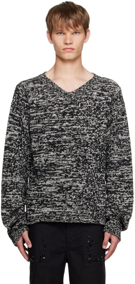 UNDERCOVER Black White V Neck Sweater SSENSE