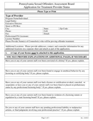 Fillable Online Pennsylvania Sex Offender Assessment Board Project