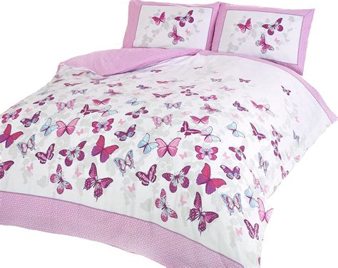 Butterfly Duvet Set Pink Double Bed Size Bedding Cover Set Amazon