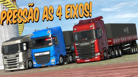 Press O Nos Eixos Curto Scania E Volvo Na Pega Comboio Sala