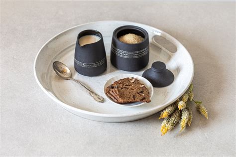 Set Of Minimalist Black Naked Clay Lidded Sugar Jar And Etsy