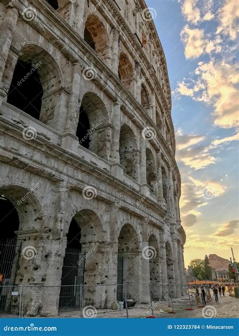 Sunset Behind The Colosseum Rome Italy Editorial Stock Image Image