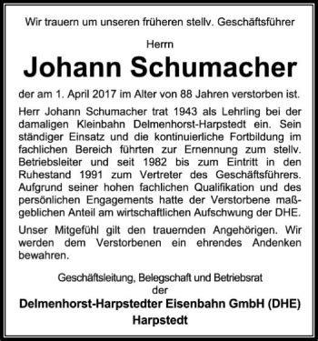 Traueranzeigen Von Johann Schumacher Trauer Kreiszeitung De