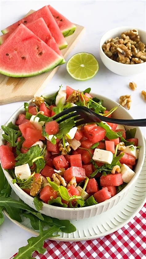 Wassermelonen Gurken Salat Mit Feta Recipe Feta Recipes Feta Salad Recipe Healthy Recipes