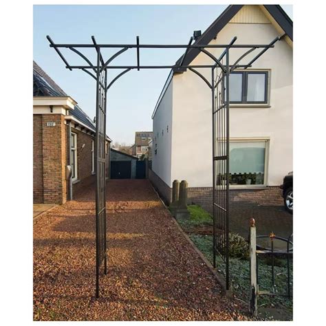 Pergola double droite en acier galvanisé laqué époxy noir marque Nature