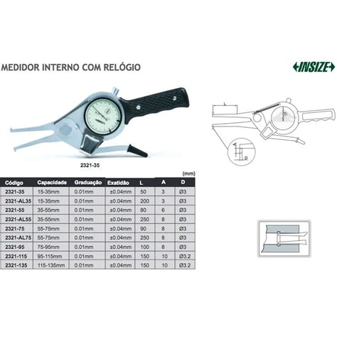 Medidor interno relógio digital modelo 2121 INSIZE