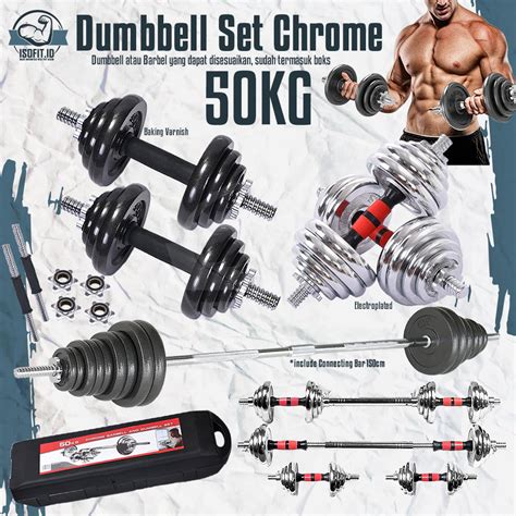 Jual Isofit Adjustable Dumbell Chrome Set Kg Barbel Alat Angkat