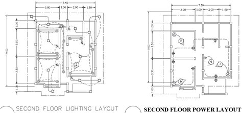 Second floor power layout plan - Cadbull