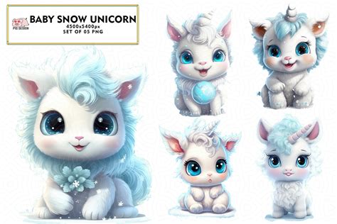 Baby Snow Unicorn Sublimation Clipart Graphic By Pig Design Creative