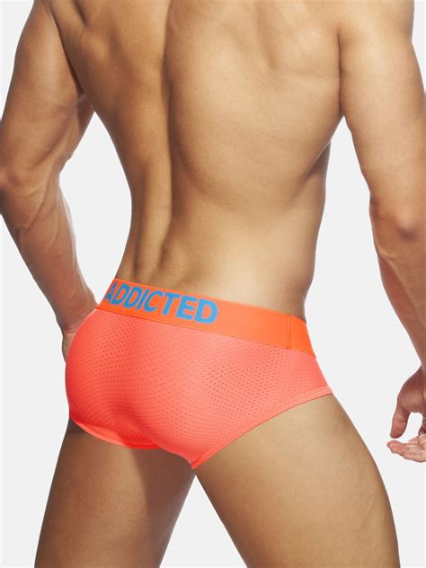 Addicted AD 51 Ring UP Neon Mesh Brief Orange BodywearStore