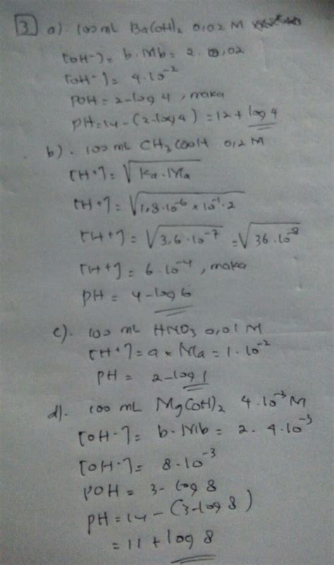 Tolong Dibantu Nomor 3 Tentukan PH Dari Larutan Berikut Terimakasih