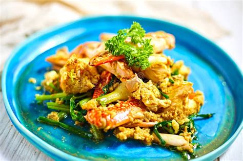 Stir Fried Crab In Curry Powder Yellow Curry Stock Image Image Of