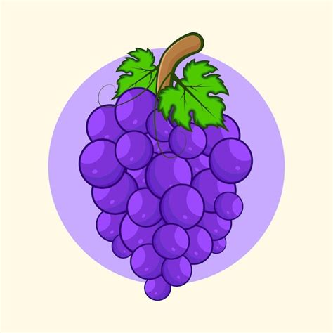 Diseño de ilustración de estilo de dibujos animados de fruta de uva