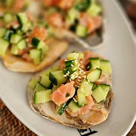 Bouchées apéro de tartare de saumon fumé et concombre de Audrey Cuisine