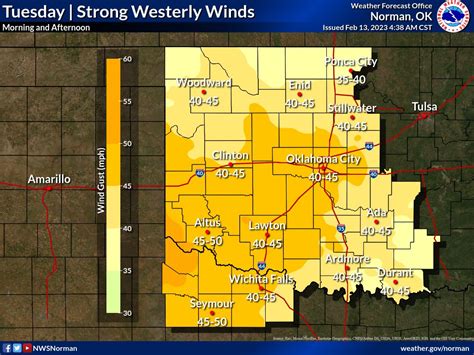 Nws Norman On Twitter Windy Conditions Are Also Expected Tuesday With Wind Gusts Over 40 Mph