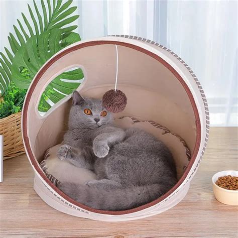 Super Cute Soft Cat Bed Four Seasons Cat Bed Nest with Mat Hair Ball ...