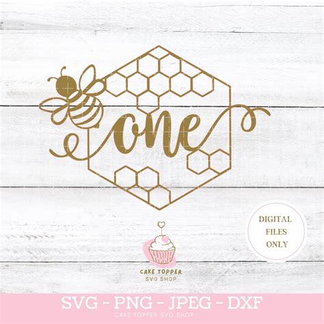 One Bee Svg Cake Topper Svg 1st Birthday Bee Theme Party Etsy Uk