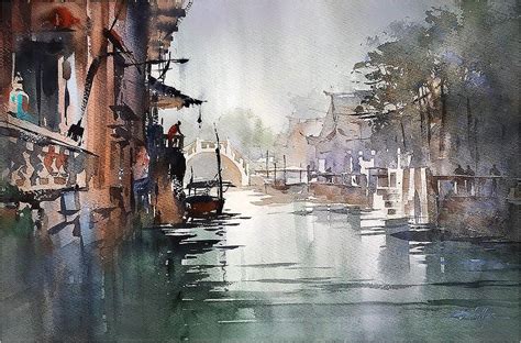 Misty Water Fengjing China Thomas W Schaller Watercolor X