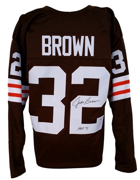 Jim Brown Signed Custom Brown Throwback Football Jersey HOF 71 PSA | eBay