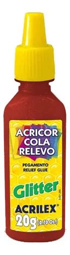 Cola Relevo Acricor 20g Vermelho Acricor Acrilex MercadoLivre