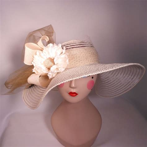 Ivory And Gold Derby Hat Derby Hats Fancy Hats Hats