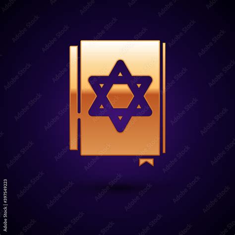 Gold Jewish Torah Book Icon Isolated On Black Background Pentateuch Of