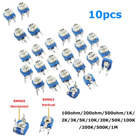 Pcs Rm Horizontal Rm Vertical Blue White Adjustable Resistor