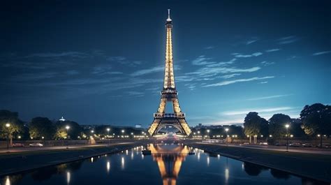 Premium AI Image | Night view of Eiffel Tower