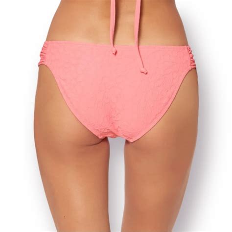 Jessica Simpson Swim Jessica Simpson Rose Bay Side Shirred Melon Hipster Bikini Swim Bottoms