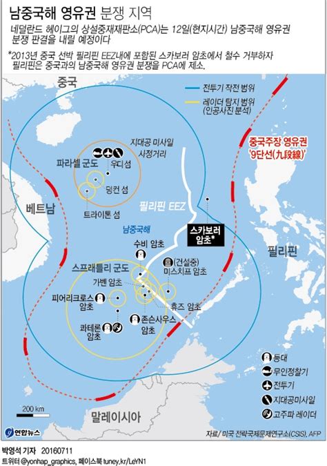 남중국해 영유권 분쟁 지역 연합뉴스