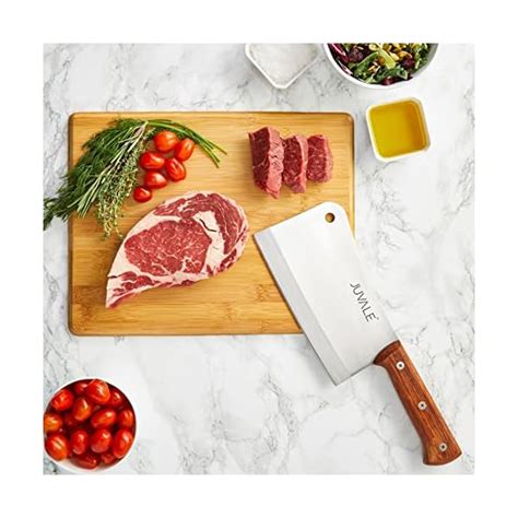 Juvale Stainless Steel Meat Cleaver Knife With Wooden Handle Heavy