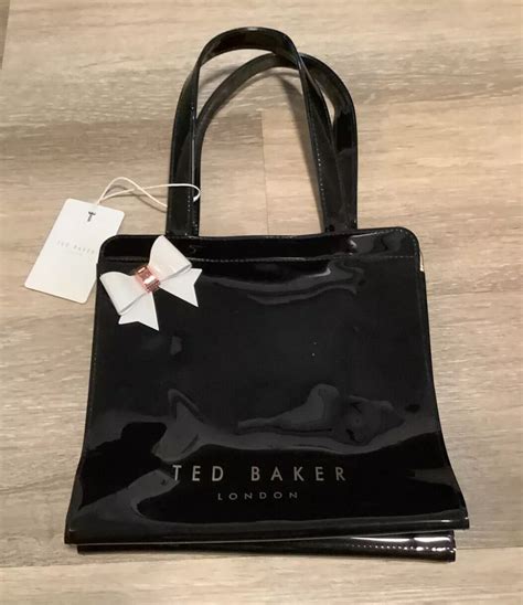 Ted Baker London Hand Bag Black Rose Gold Small Bow Icon Off