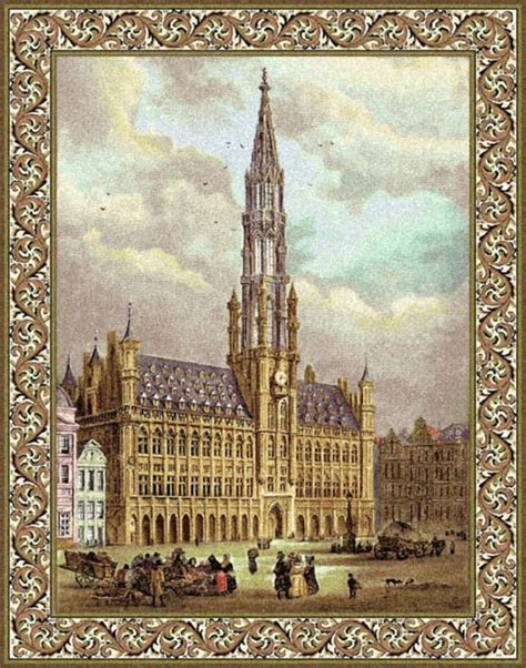 Town Hall Brussels Belgian Tapestry Wall Hanging H41 X W33