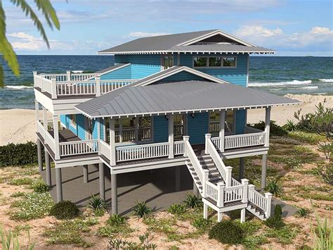 Plan 51662 Perfect Little Coastal House Plan On A Pier Foundation Beach House Plans Coastal