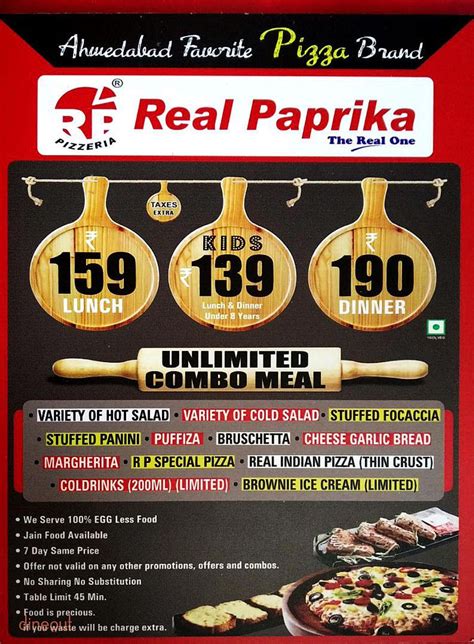 Menu Of Real Paprika Navrangpura Ahmedabad Dineout Discovery