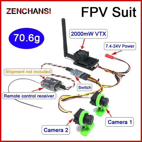 Long Range FPV System 5 8Ghz 2W FPV Wireless VTX Transmitter 2000mW And