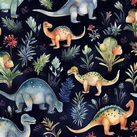 Premium Ai Image A Close Up Of A Pattern Of Dinosaurs In A Field