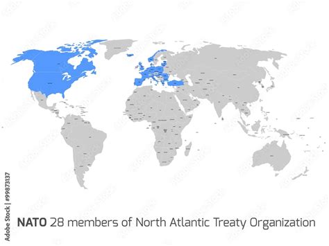NATO member countries in vector world map Stock Vector | Adobe Stock