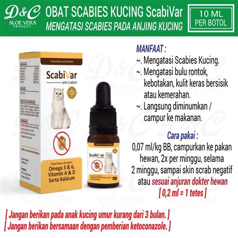 Jual Scabivar Obat Kulit Mengatasi Scabies Pada Kucing 10ml Shopee