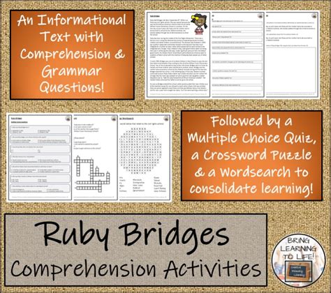 Ruby Bridges Reading Comprehension Activities Year 5 Or Year 6